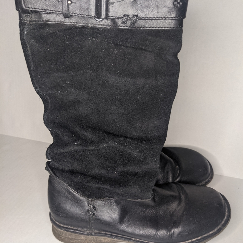 DR. MARTENS BLACK SUEDE SLOUCH MID BOOTS SIZE US 9